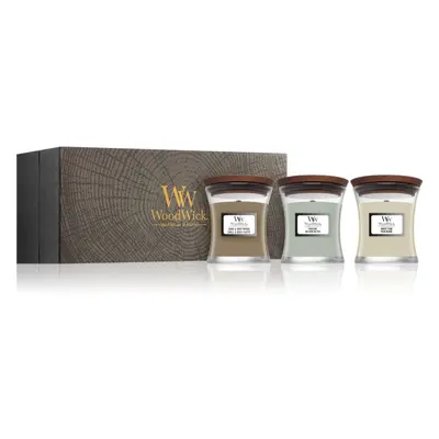 Woodwick Fireside + White Teak + Sand & Driftwood Geschenkset 3x85 g