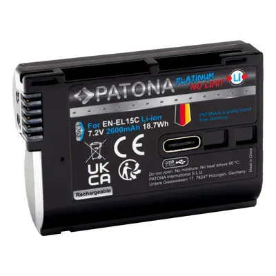PATONA Akku für Nikon EN-EL15C 2 600 mAh Li-Ion Platinum mit USB-C Ladefunktion