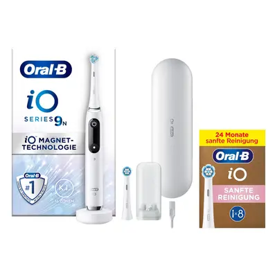 Oral-B iO Series 9 Elektrische Zahnbürste  Lade-Reiseetui  White Alabaster - Zahnbürste mit 8 Aufsteckbürsten