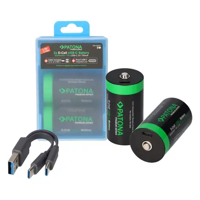2x LR20 Mono D Premium Akkus 6,0Wh mit USB-C und Ladekabel