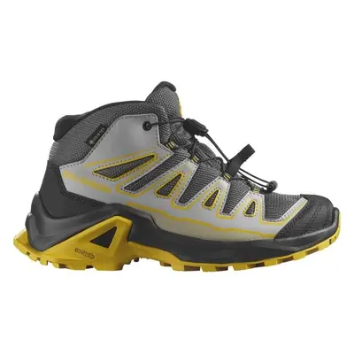 Salomon Shoes X Ultra Mid GTX J Kinder Wanderschuh castlerock black spicy mustard 34