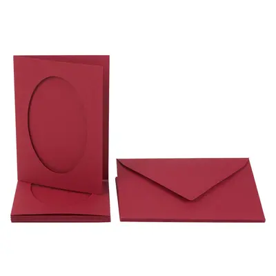 Passepartoutkarten "Oval", 10-tlg. - Dunkelrot