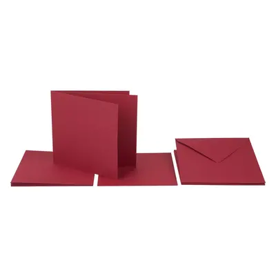 Doppelkarten mit Umschlägen und Einlegeblättern, 13,5 x 13,5 cm, 220g/m² - Dunkelrot