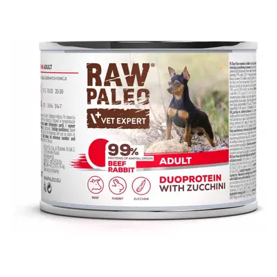 Hundenassfutter – Raw Paleo Adult Rind mit Kaninchen und Zucchini 200g Dose