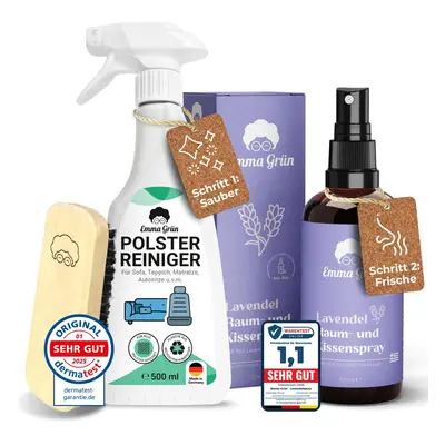 Emma Grün® Sauber & Frisch Spar-Set mit Polsterreiniger Bio Raumspray Lavendel Spray 600 ml