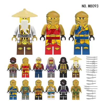 38 Stile Ninja-Minifiguren, Bausteine, Puppen, Ninja mit Waffenfiguren, Ziegelsteine, Spielzeug für Kinder
