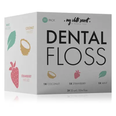 My White Secret Dental Floss Zahnseide Coconut, Mint, Strawberry 3 St.
