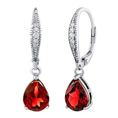 June Silberohrringe mit natürlichem Granat und Brilliance Zirconia