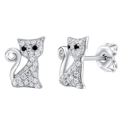 Ohrstecker aus Silber 925 Katze Bessie mit Brilliance Zirconia