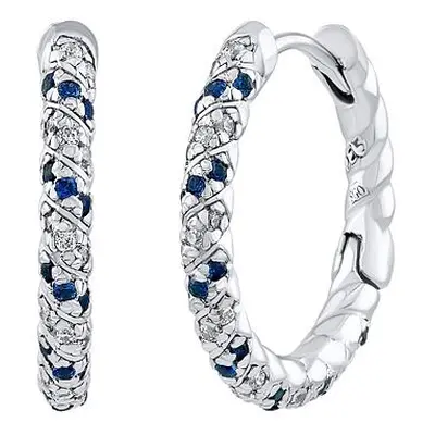 Silberohrringe Gianna mit klaren und blauen Brilliance Zirconia Creolen 18 mm