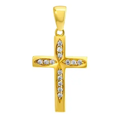 Kreuzanhänger aus Gold 585 Lynn mit klaren Brilliance Zirconia