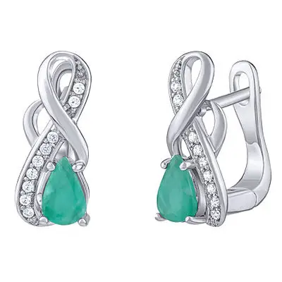 Estelle Silberohrringe mit echtem Smaragd und klaren Brilliance Zirconia