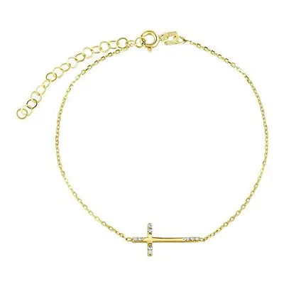 Goldarmband Simon mit Kreuz aus Gelbgold mit Brilliance Zirconia – 1 mm