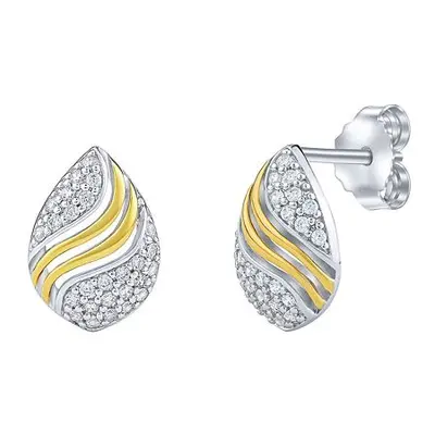 Ohrringe Silber vergoldet Tropfen Ohrstecker mit Brilliance Zirconia