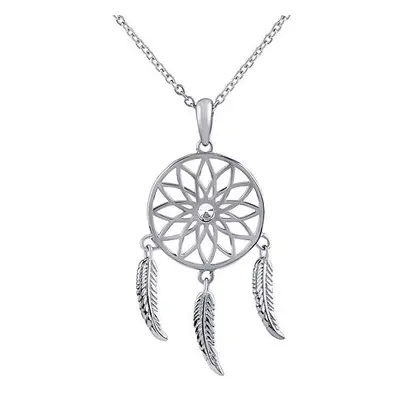 Halskette aus Silber 925 Trin mit Traumfänger und Mandala mit Brilliance Zirconia