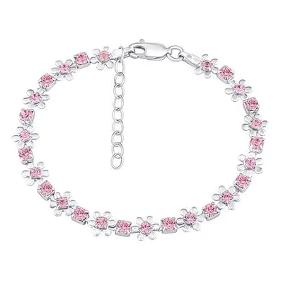 Silbernes Damen- und Kinderarmband Flowie mit rosa Brilliance Zirconia