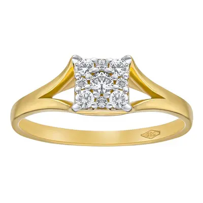 Goldring mit Brilliance Zirconia aus 14 Karat Gelbgold Myoki ringgröße 52