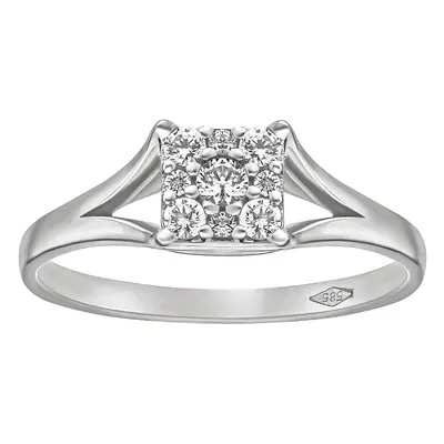 Goldring mit Brilliance Zirconia aus 14 Karat Weißgold Myoki ringgröße 57