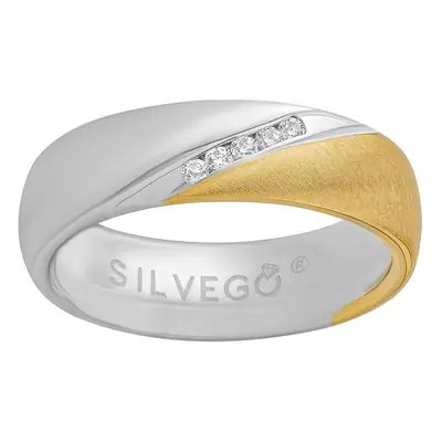 Ehering aus Silber SHULIEN vergoldet mit 14kt Gelbgold mit Brilliance Zirconia ringgröße 56