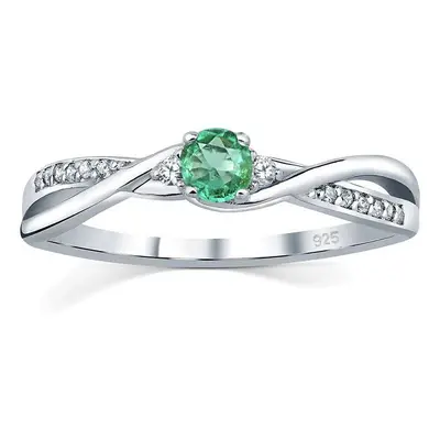 Silberring mit echtem grünem Smaragd und Brilliance Zirconia ringgröße 57