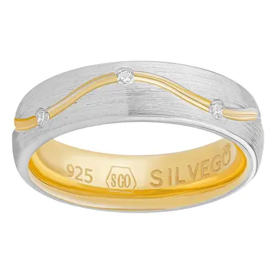 Ehering aus Silber VIRELI vergoldet mit 14kt Gelbgold mit Brilliance Zirconia ringgröße 56