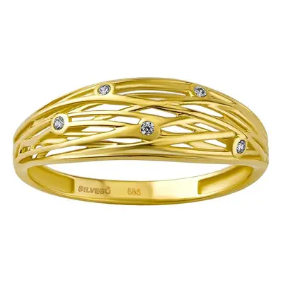 Goldring geflochten Galadriel mit Brilliance Zirconia Gelbgold 585 ringgröße 56