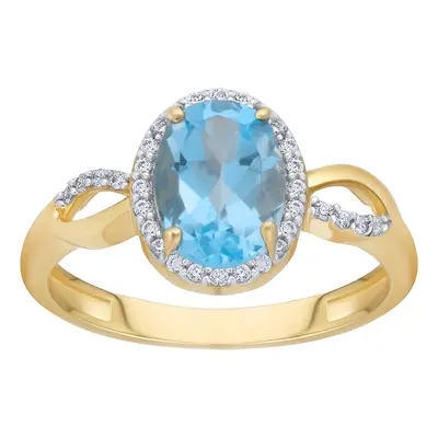 Topas Ring Peyton aus Gold 585 mit echtem blauem Topas und Brilliance Zirconia ringgröße 62