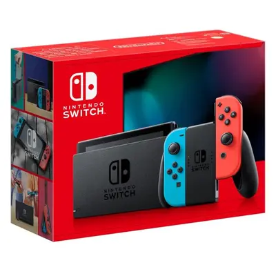 Nintendo Switch-Konsole mit neonblauen und roten Joy-Con